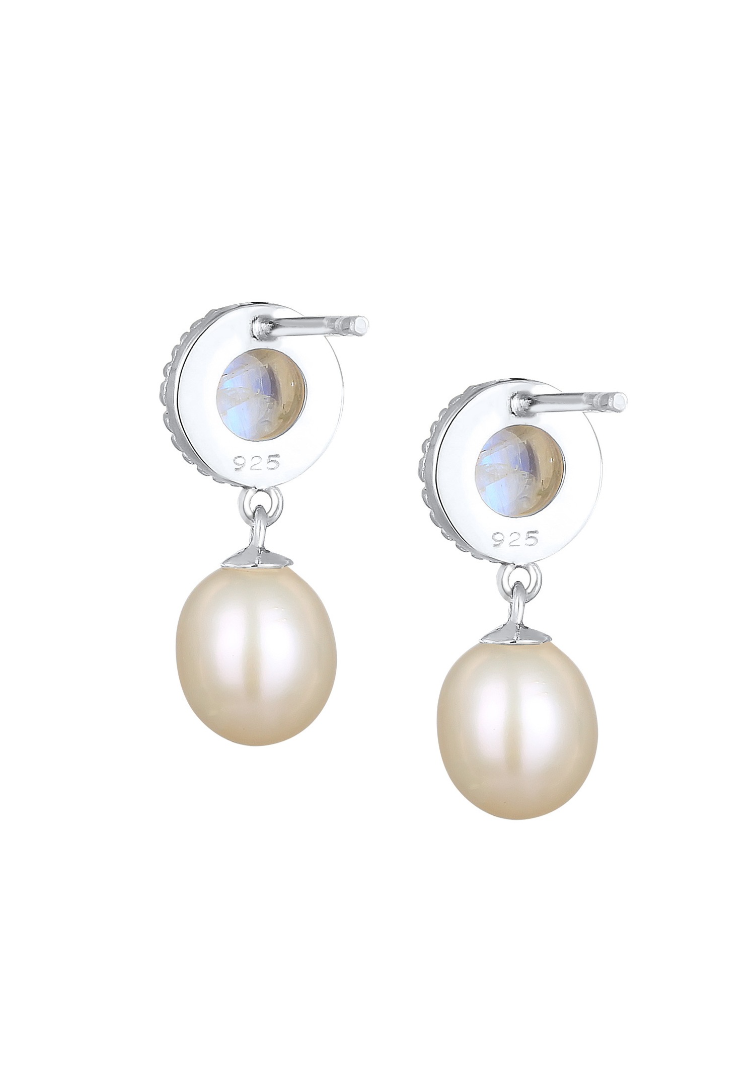 Elli PREMIUM Vintage Mariage Pierre de Lune Perles de Culture d'Eau Douce Femme (925/1000) Argent