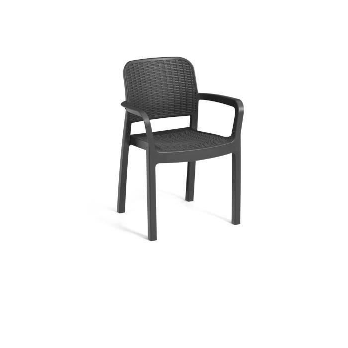 Set of 6 garden chairs - Allibert by KETER - BELLA - Resin - Colour: graphite grey - Stackable