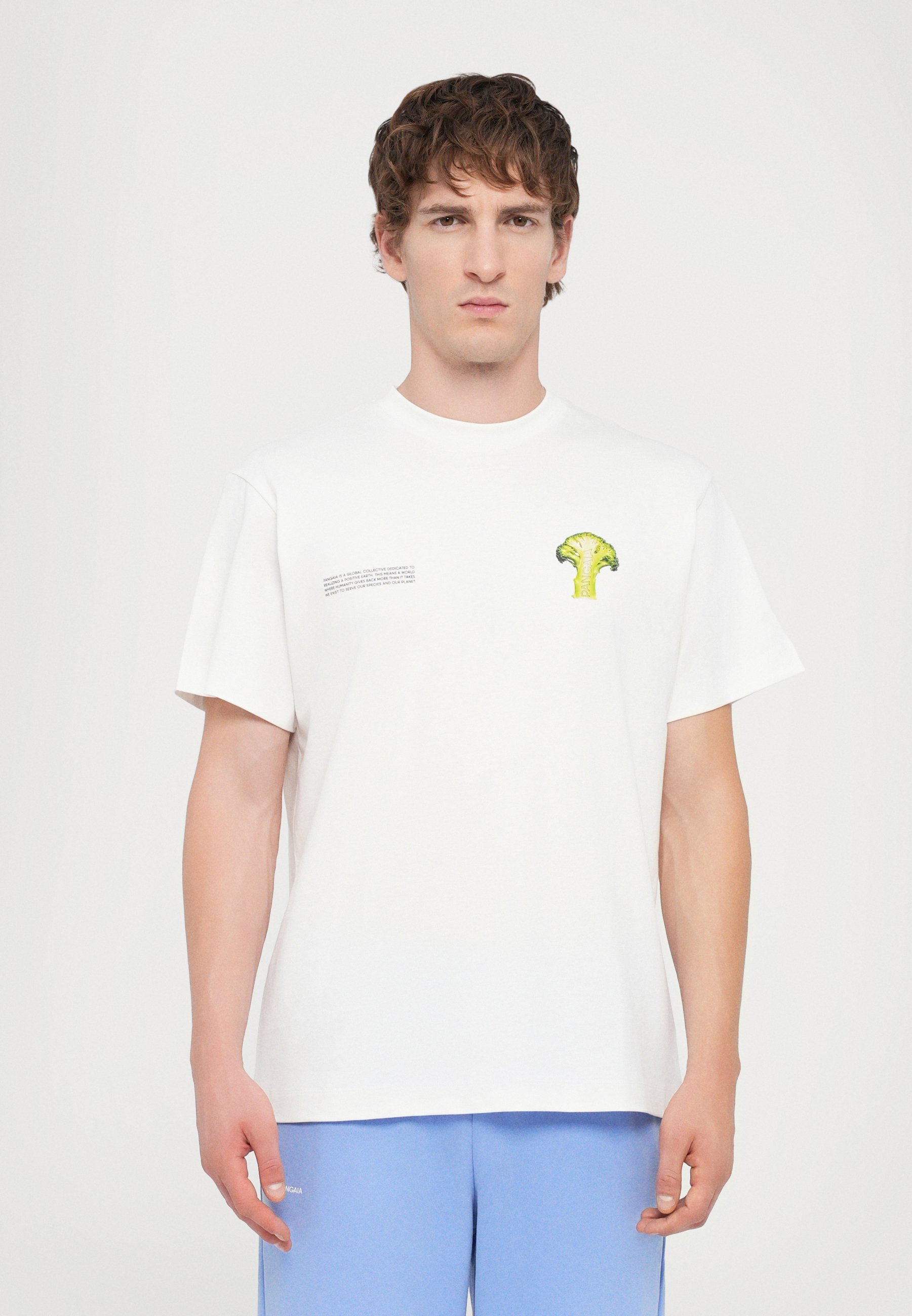 PANGAIA MIDWEIGHT BROCCOLI UNISEX - T-shirt met print - gebroken wit