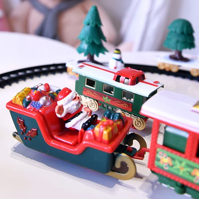 SURENHAP Train de piste électrique de Noël Christmas Electric Track Train Kids Classic Classic Rail Compartement Toys jeux jouet