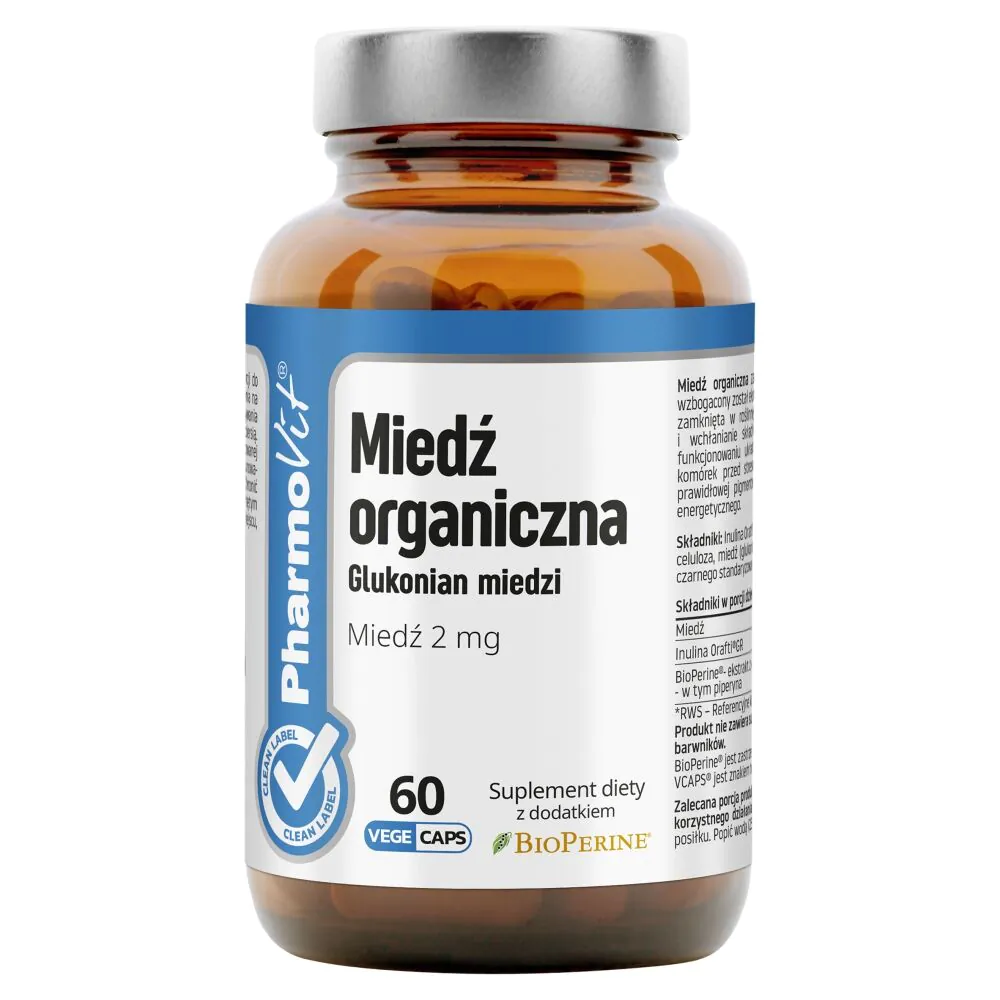 PharmoVit Clean Label Miedź organiczna 2 mg Kapsułki