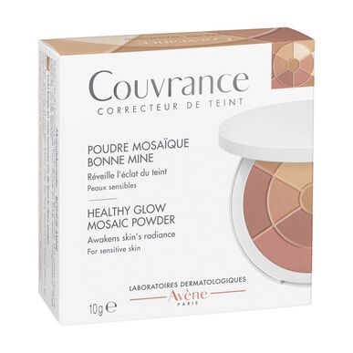 „Avène Couvrance Healthy Glow“ mozaikinė pudra, natūrali matinį efektą suteikianti ir fiksuojanti mozaikinė pudra, 9 g