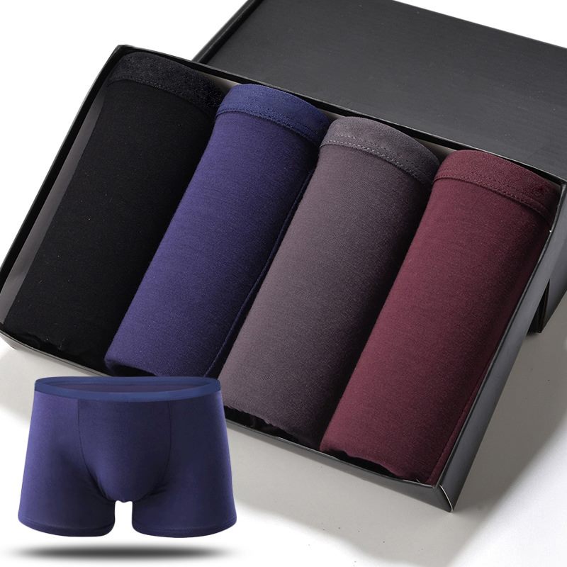 Set di 4 boxer taglie forti in morbido modal, mutande da uomo a vita media, slip sottili e traspiranti.