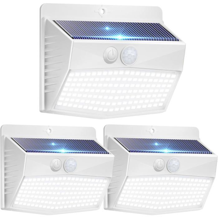 Luminária solar externa com sensor de movimento [3 LEDs de 138 unidades] Luz sem fio à prova d'água com 3 modos de iluminação externa solar