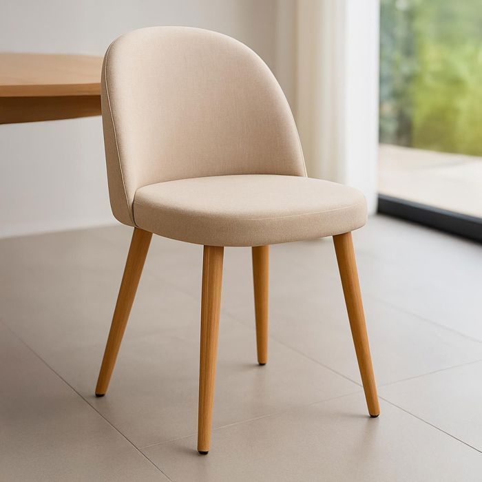 Lot de 4 chaises scandinaves - MENZZO - Maury Beige - Rembourrée - Pieds en métal - Style Scandinave - Moderne