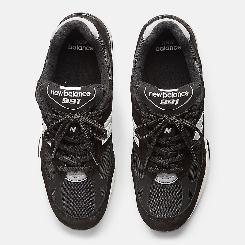 Męskie buty MADE in UK 991v1 – czarne ze srebrnym