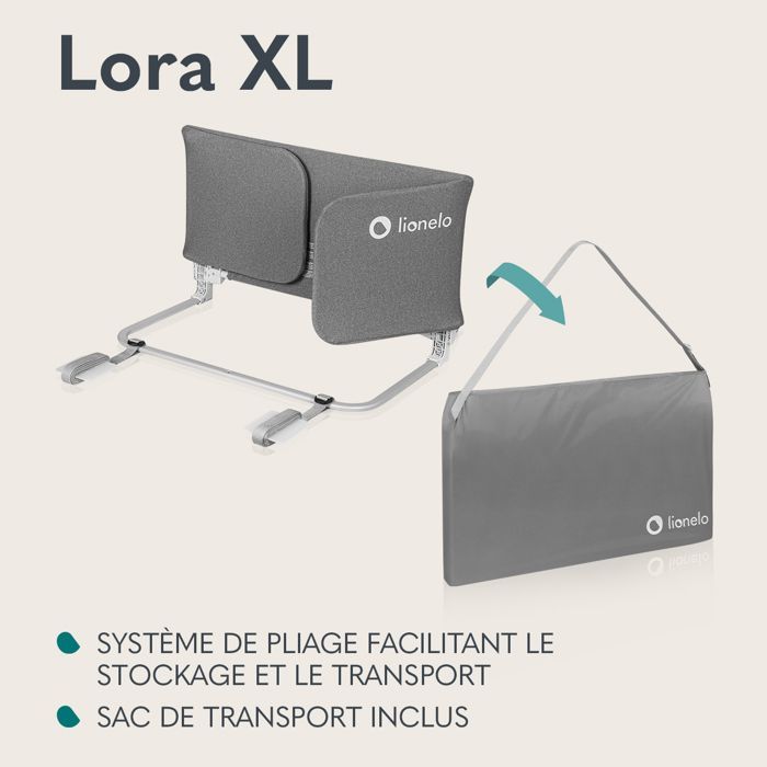 Sponda di protezione per lettino LIONELO Lora XL - 150 x 45 cm - Pieghevole - Struttura sicura e stabile - Leggera - Borsa per il trasporto - Beige