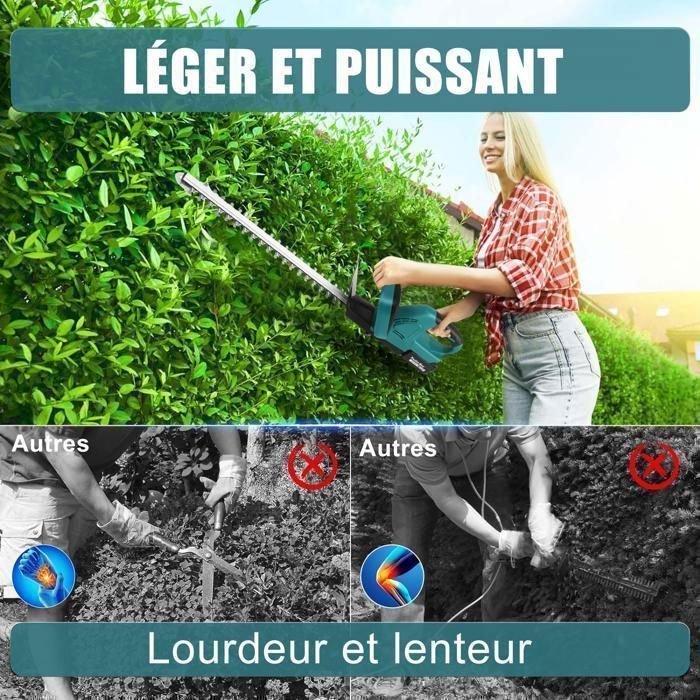 Taille-Haie sans Fil SK5 21V Moteur brushless Lame 53 cm Couleur Bleu 600W
