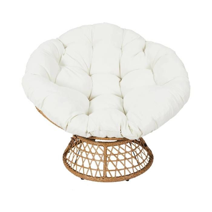 Poltrona papasan girevole TAHITI per interni/esterni in polyrattan, divanetto Ø96cm