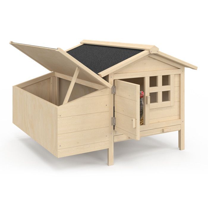 IDMARKET Poulailler sur pilotis XXL avec pondoir en bois
