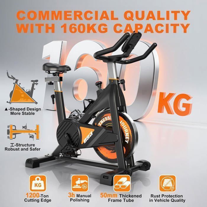 METTLEMATIC Magnetische Hometrainer - Bluetooth-verbinding - 100 Weerstandsniveaus - Vliegwiel van 15 kg - Frame van 160 kg