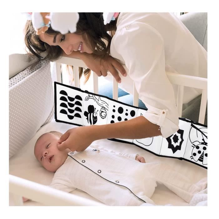 Livre Sensoriel Bebe Livre Noir et Blanc Bébé Jeux Eveil Bebe Jouets pour 0 3 6 Mois Nouveau né Livres d'éveil
