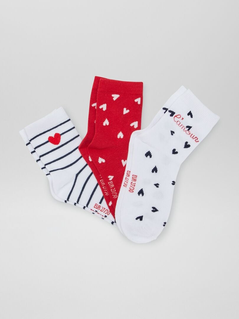 Juego de 3 pares de calcetines 'San Valentín' - ROJOS