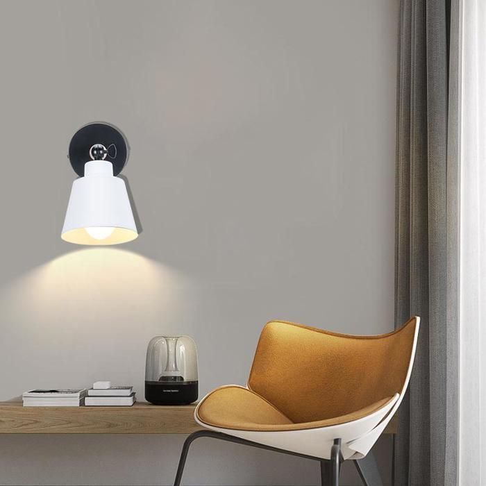 Applique murale - SMOTOP - Blanc mat - 2x E27 réglable - Métal et bois, style scandinave
