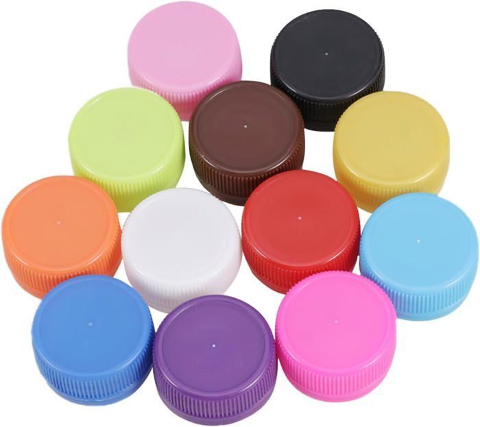 Paquete de 200 tapas de plástico de 30 mm para botellas, artículos de bricolaje, tapas de colores para envases.