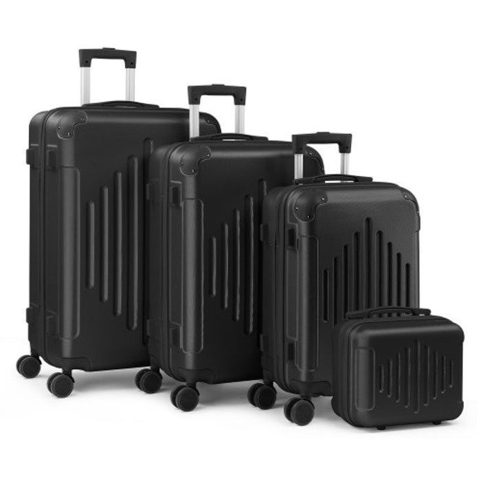 ALIGHTUP - Juego de equipaje - 4 maletas con ruedas - 3 maletas + 1 neceser - Negro