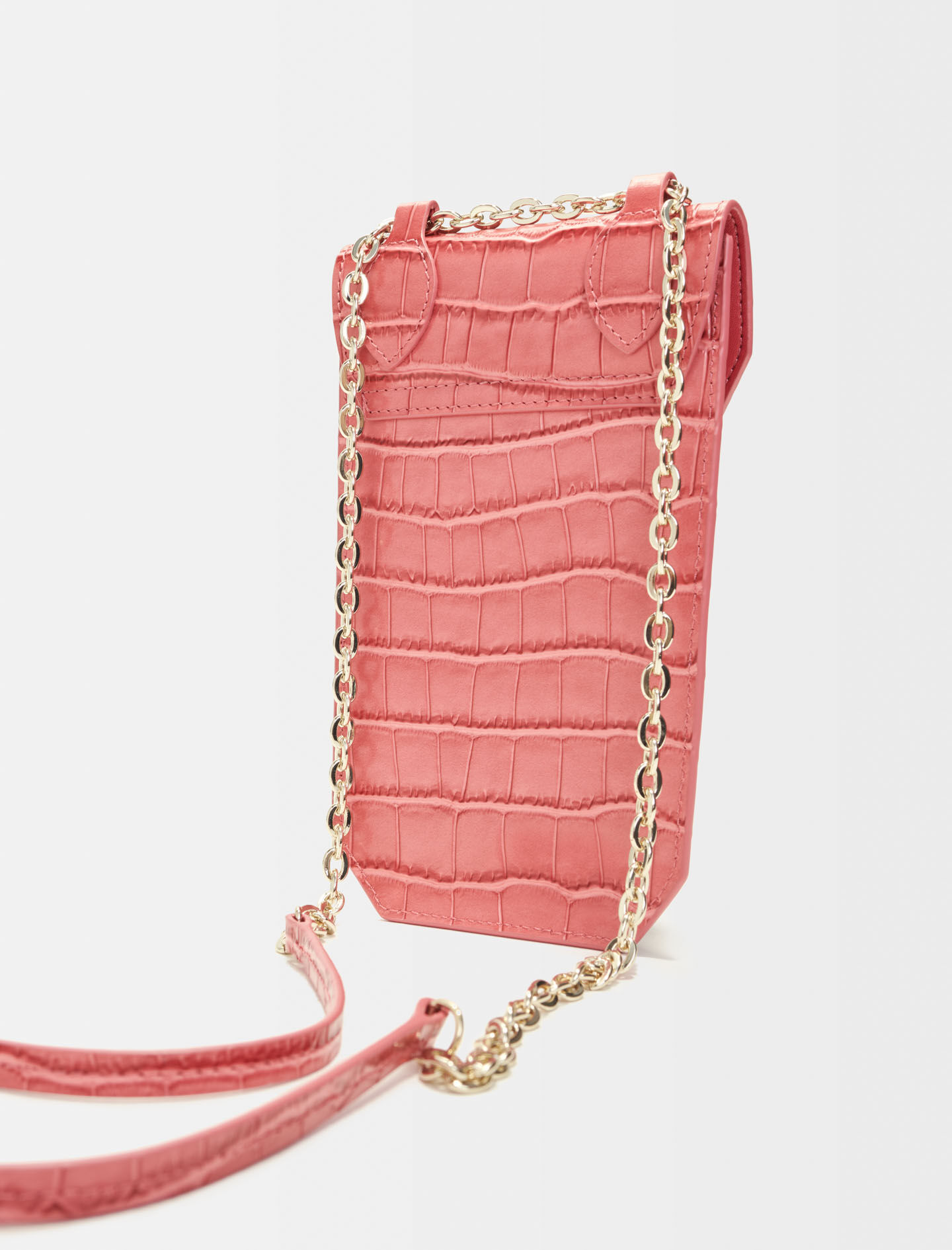 Telefoonhoesje van leer met krokodillenprint - Bois de Rose