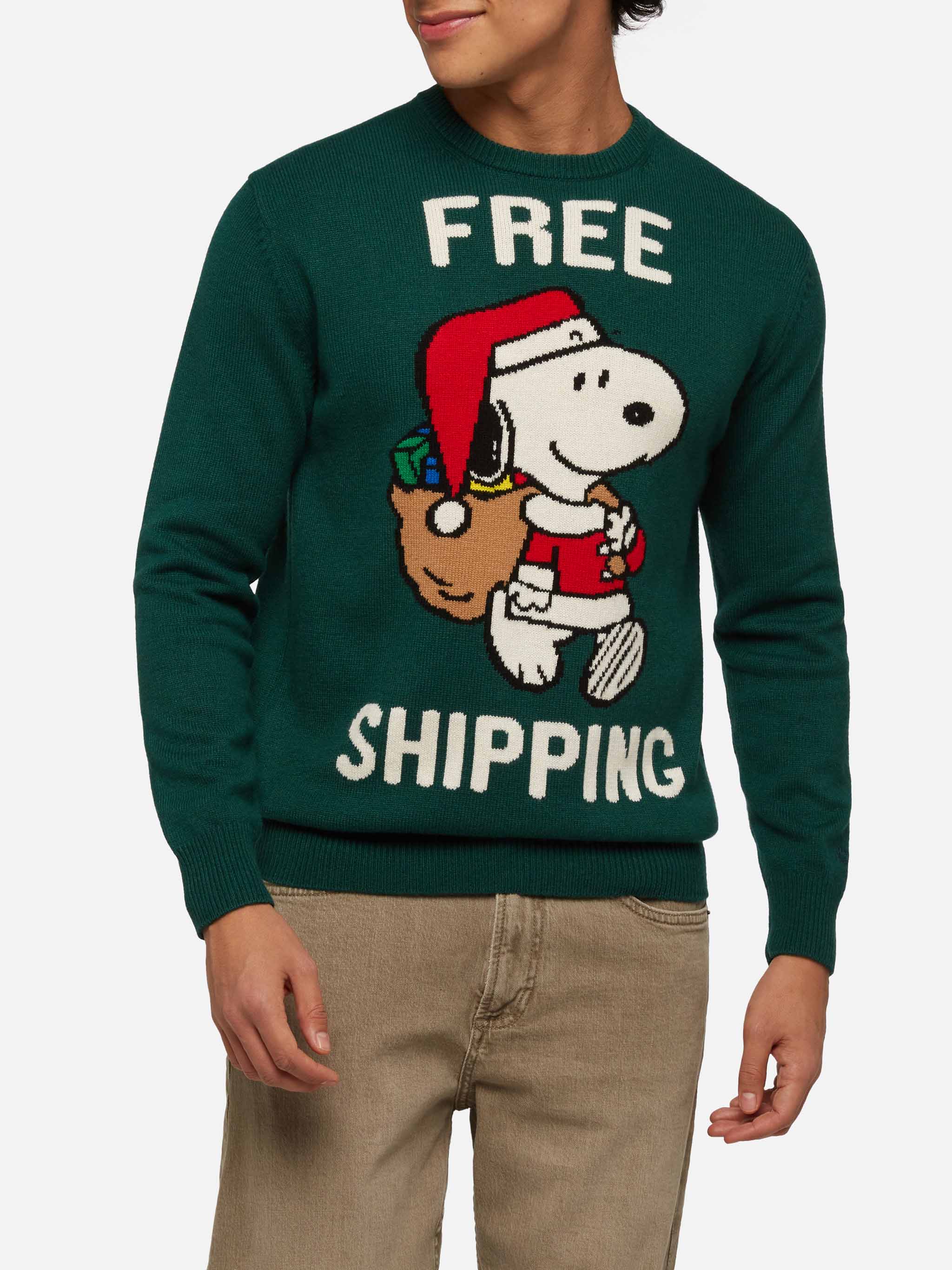 Maglione verde Heron con jacquard Snoopy | SNOOPY PEANUTS® SPECIAL EDI