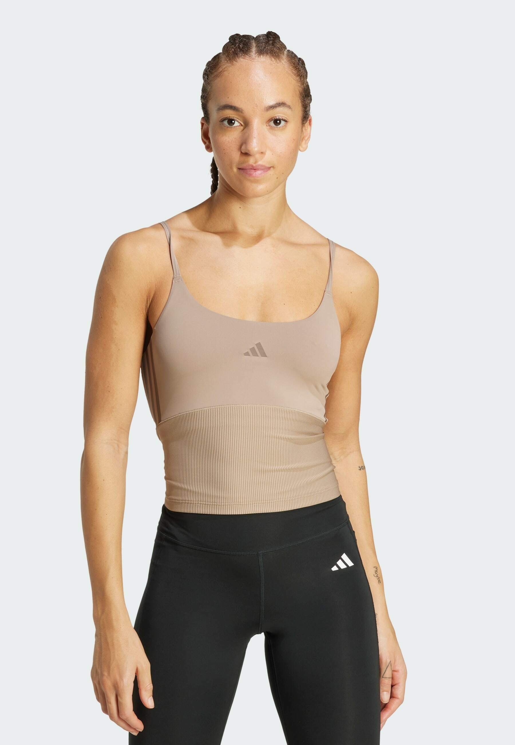 adidas Performance HYPERGLAM TANK - Top - krijtbruine aardlagen