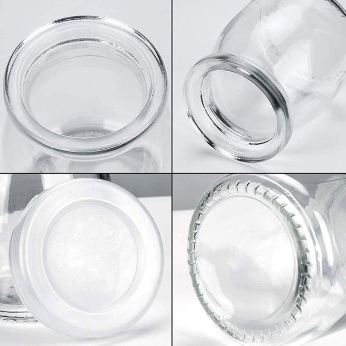 yogures con tapa de 150 ml/106 g. Pequeños yogures de vidrio con tapa para 6 yogures redondos.
