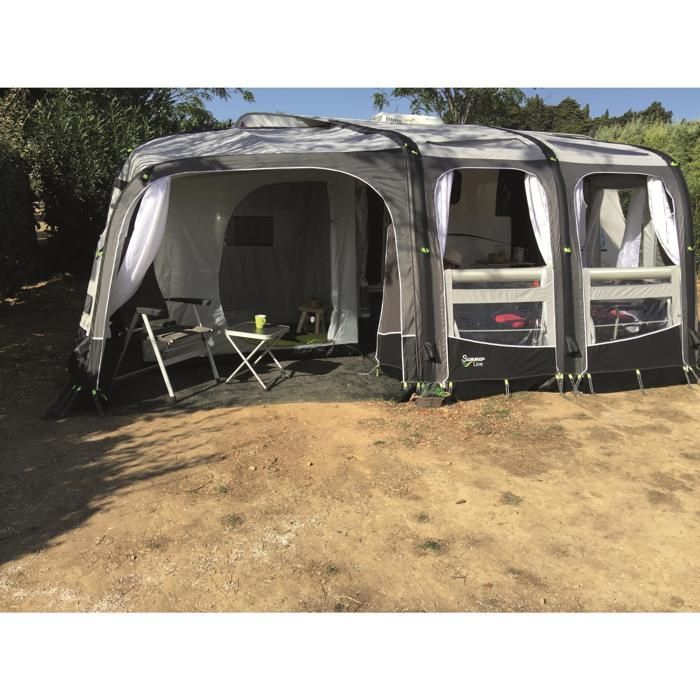Indoor room with inflatable awning