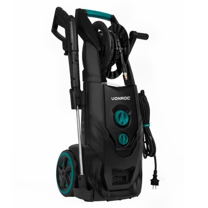 Nettoyeur à haute pression 2500W PRO V25-2 – 195 bars – 468 l-h –Tuyau de 8m, enrouleur de tuyau, nettoyeur, réservoir, accessoires