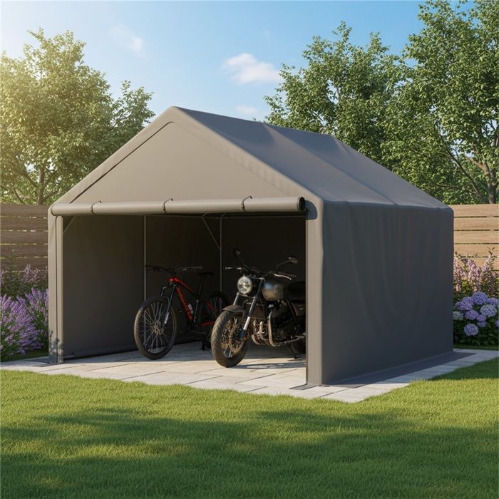 Tuinhuisje voor fietsen 305x296x233cm, buitenopbergtent donkergrijs, stevig, waterdicht voor gereedschap en kamperen