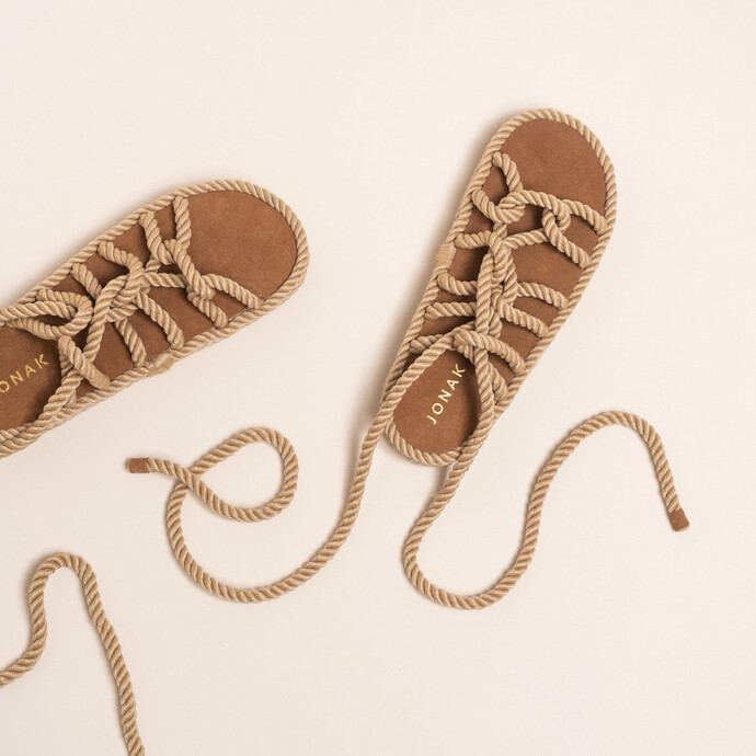 Sandales à nouer  en corde beige