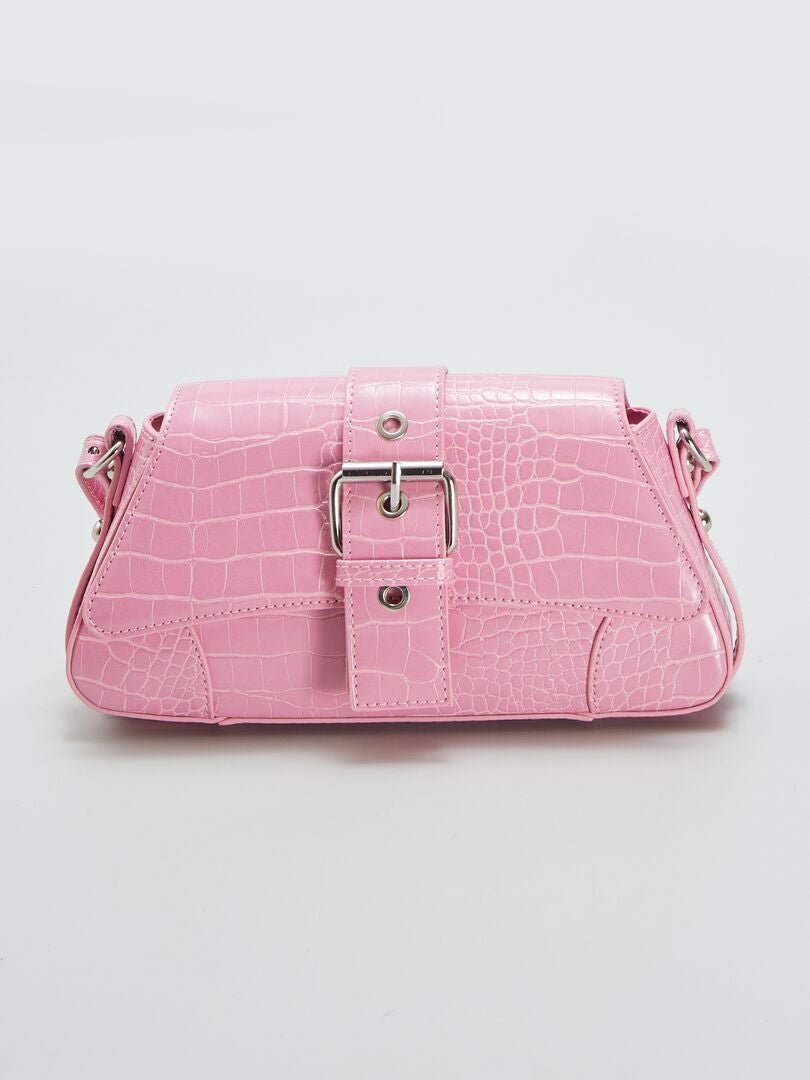 Bolso de hombro con efecto cocodrilo - ROSA