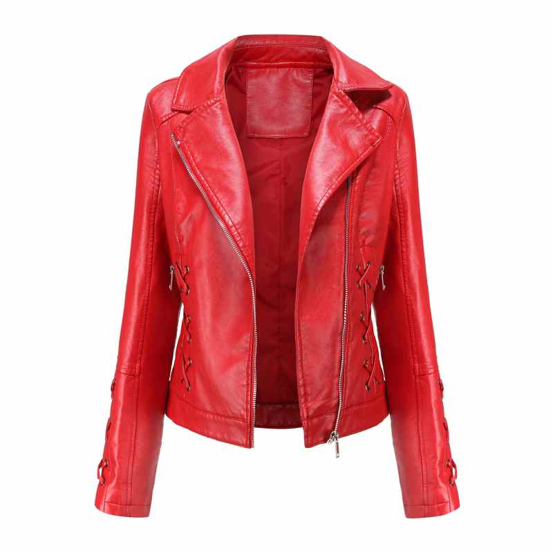 Nouveau manteau en cuir pour femme, printemps-automne, manches longues, veste en similicuir, style punk, motarde #T2G