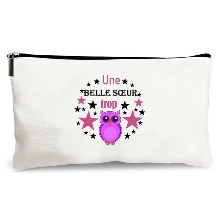 trousse beige une belle soeur trop chouette cadeau fait main merci école