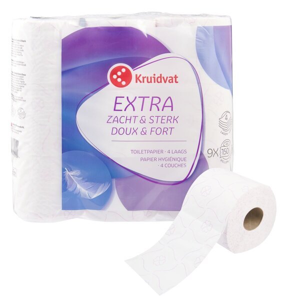 Štvorvrstvový toaletný papier Kruidvat<br>9 roliek