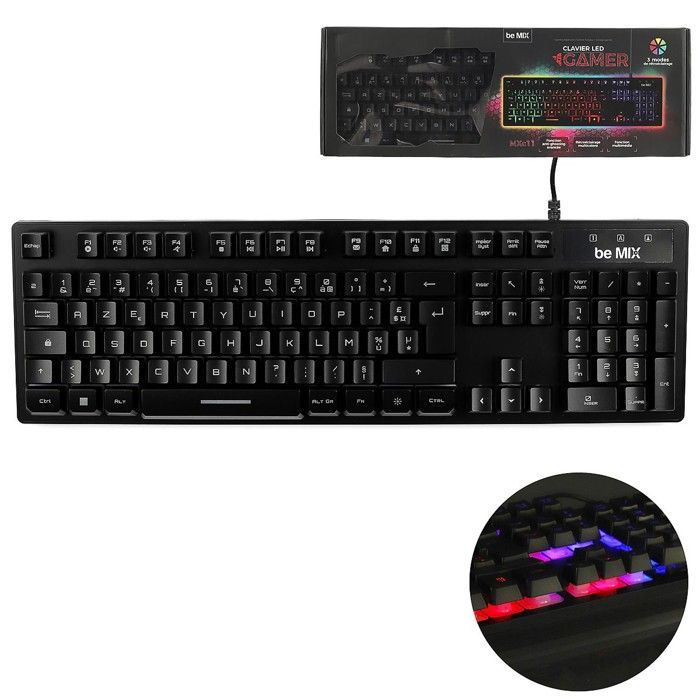 Tastiera da gioco - BE MIX - Retroilluminata - USB 2.0 - Anti-ghosting avanzato - 19 tasti simultanei