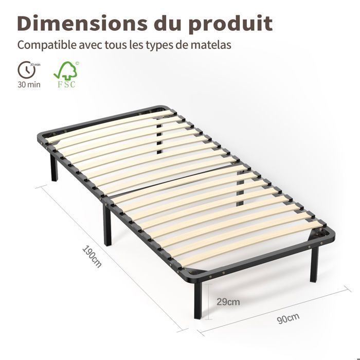 DEWINNER ComfortKit Lattenbodem 90 x 190 cm - 26 cm