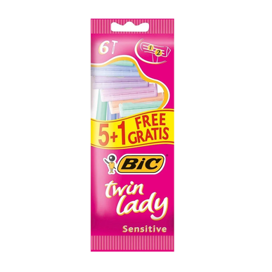 Bic Twin Lady Sensitive kertakäyttöpartahöylät naisille, 6 kpl.