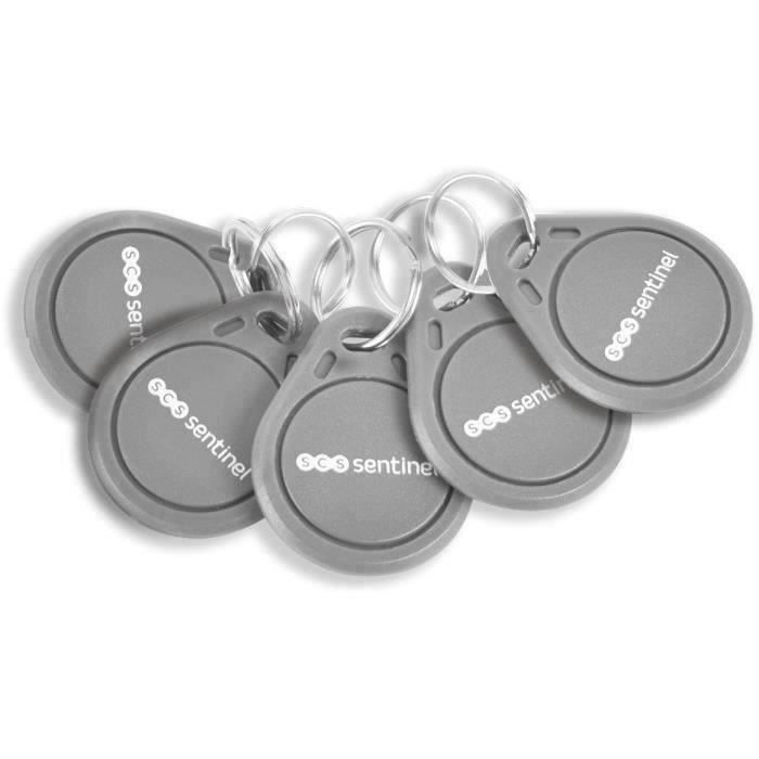 Pacote com 5 crachás RFID - SCS SENTINEL - CodeAccess 501 e A - Frequência de 125 kHz - Chaveiro incluso