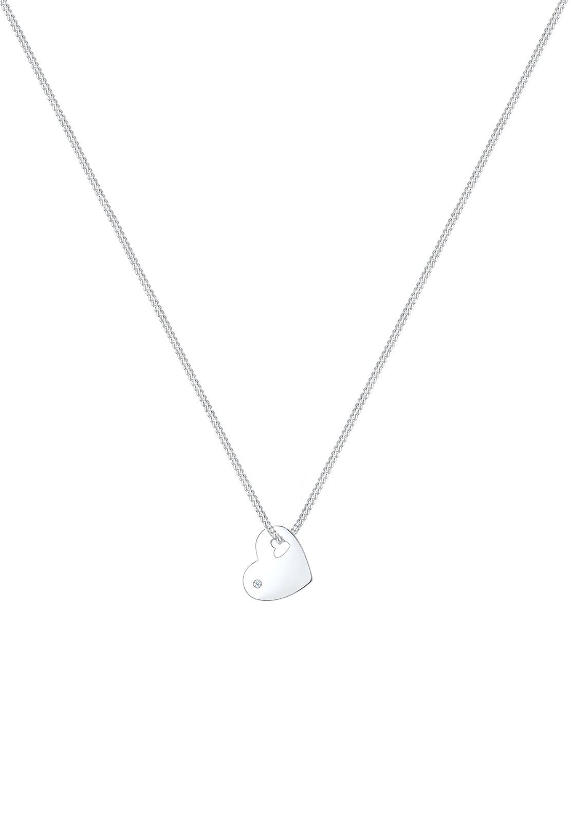 Elli DIAMONDS Femme Pendentif Coeur Diamant (0.02 ct.) - (925/1000) Argent