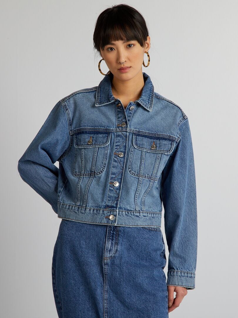 Jaqueta jeans curta - AZUL