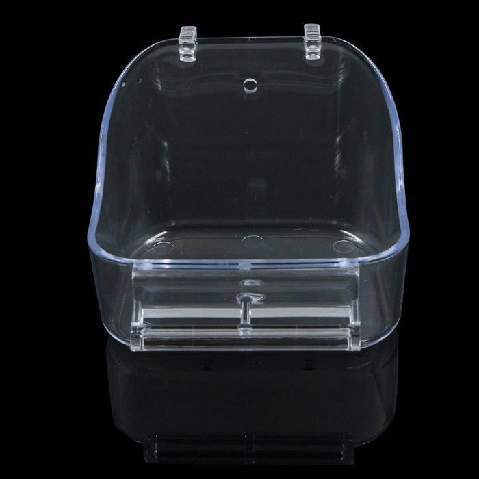 Baño para pájaros, ducha, bañera transparente, herramienta de limpieza para jaula, colgante, loro, periquito, myna, canario. Etiqueta