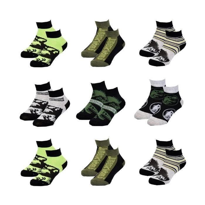 Calzini per bambini a tema JURASSIC WORLD, confezione da 9 paia, SNEAKER BOYS