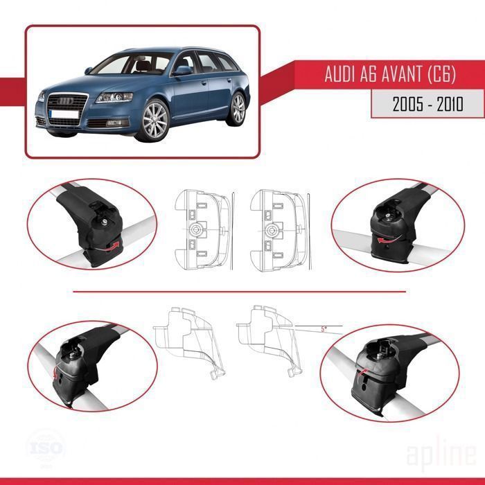 Barras de techo - ACE-2 - Audi A6 Avant (C6) - Aluminio - Gris - Carga útil < 300 kg