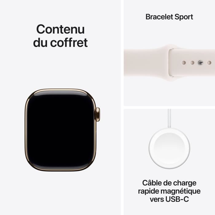 Apple Watch Series 11 GPS + Cellular - 42mm - Boîtier Gold Titanium  - Bracelet Light Blush Sport Band - S/M