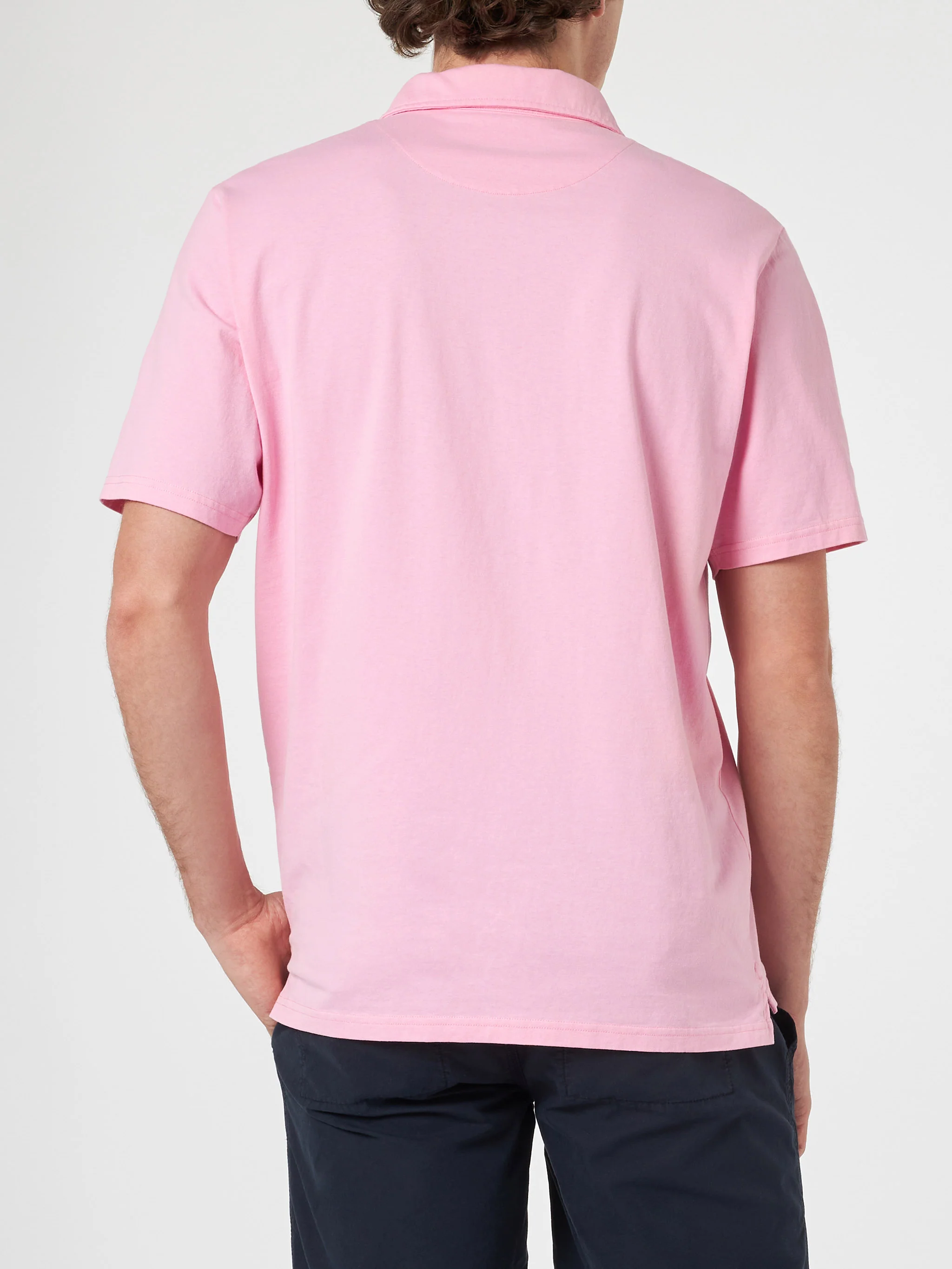 Brighton roze katoenen jersey herenpoloshirt