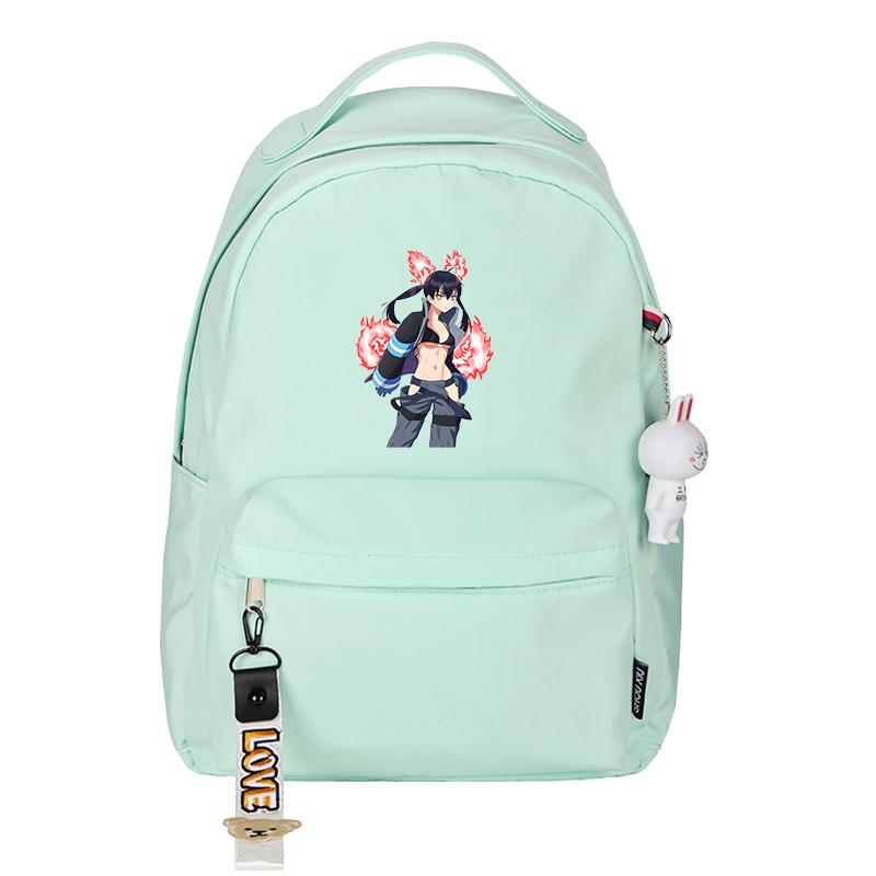 Fire Force Hot Anime skolesekk jenter rosa bokveske liten reisesekk Shinra Kusakabe Cos vanntett laptopveske