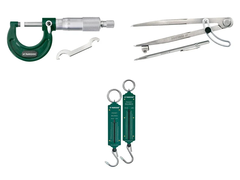 PARKSIDE® Compas d'arpenteur med pointe à Tracer eller Kit de pesée à ressort eller Micrometer d'arpenteur