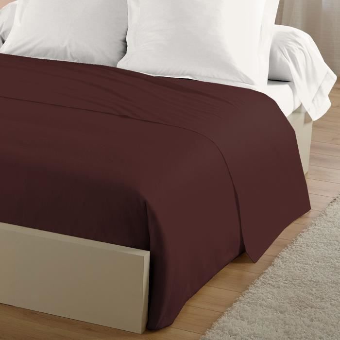 LOVELY HOME Lenzuolo Piano 100% Cotone 180x290 cm - Singolo - Marrone