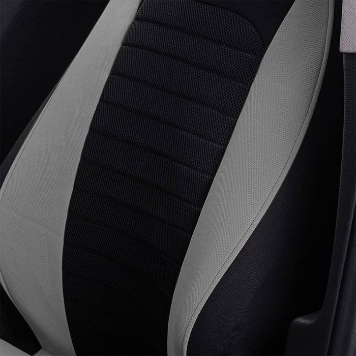 fundas para asientos delanteros de coche, fundas de una sola pieza para asientos individuales, transpirables, universales para SUV/camionetas, negro/gris