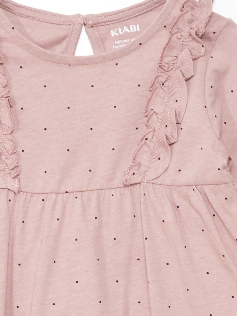 Vestido evasê de bolinhas - ROSA