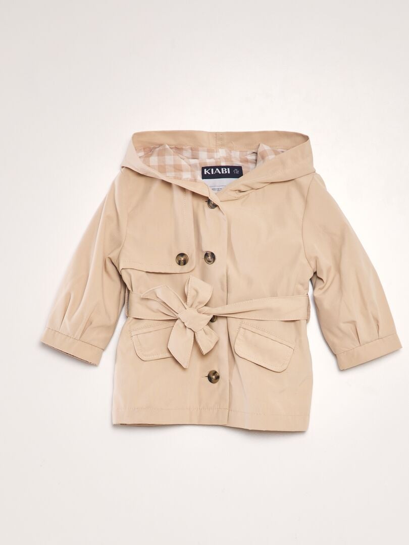 Trenchcoat met capuchon - BEIGE