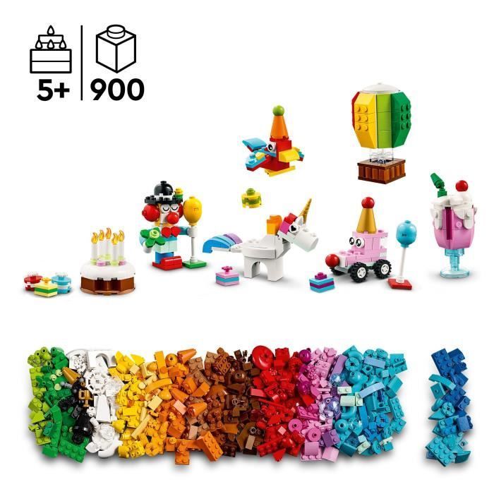 LEGO® Classic 11029 Kreativ-Partybox mit 12 Mini-Spielzeugen: Einhorn, Clown